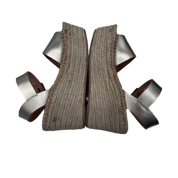 Soludos Gold Leather Platform Jute Braided Wedge Sandals Size 5.5 Women’s - Picture 4 of 7